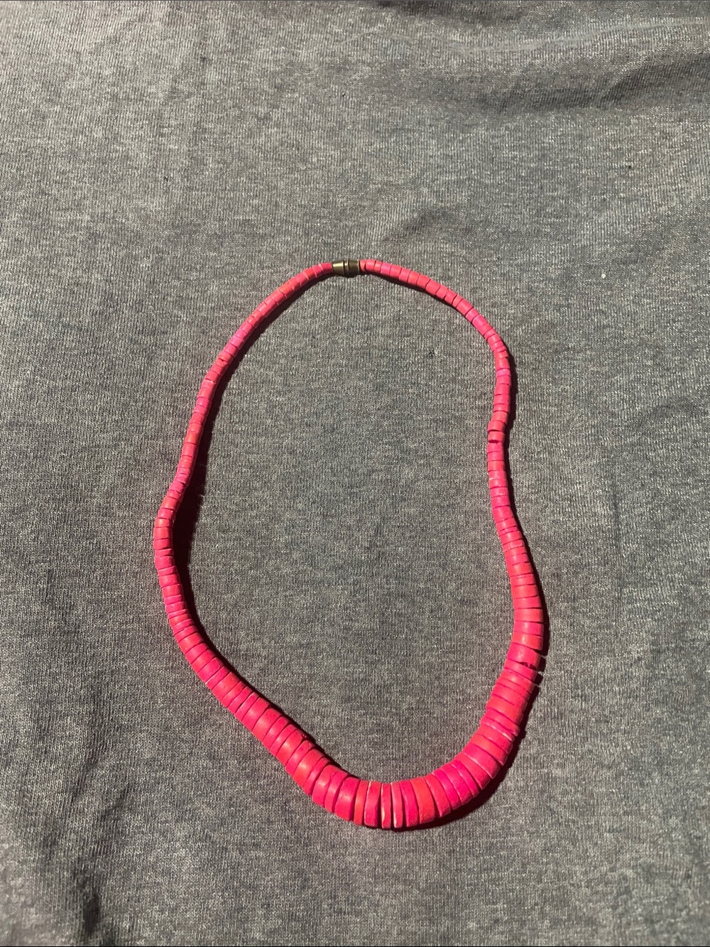 Women’s Hot Pink Bead Disk Necklace